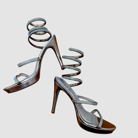 Marc Defang Serene Rose Gold Rhinestone Embellished Wrap Stiletto Heels 9.5 - Picture 6 of 11